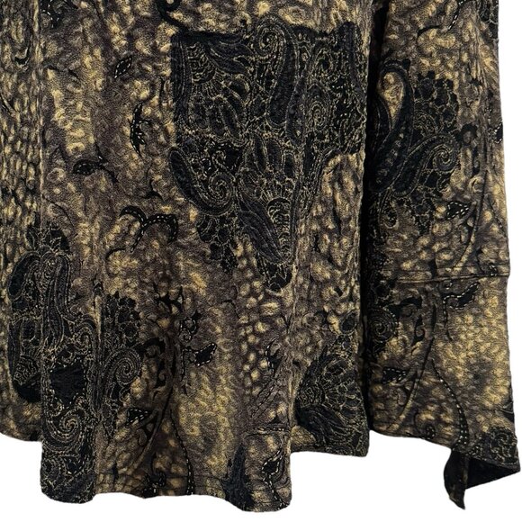 Y2K Bellessa Black Gold Asymmetrical Blouse Dark Romantic WhimsiGoth Fairy M - Picture 4 of 10